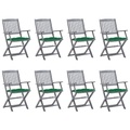 vidaXL Klappbare Gartenstühle 8 Stk. mit Kissen Massivholz Akazie
