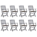 vidaXL Klappbare Gartenstühle 8 Stk. mit Kissen Massivholz Akazie