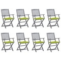 vidaXL Klappbare Gartenstühle 8 Stk. mit Kissen Massivholz Akazie