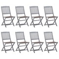 vidaXL Klappbare Gartenstühle 8 Stk. mit Kissen Massivholz Akazie