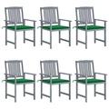 vidaXL Gartenstühle mit Kissen 6 Stk. Massivholz Akazie Grau