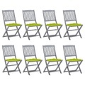 vidaXL Klappbare Gartenstühle 8 Stk. mit Kissen Massivholz Akazie