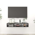 vidaXL Wandregal Hochglanz-Schwarz 102x30x17 cm Spanplatte