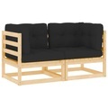 vidaXL Garten-Ecksofas 2 Stk. mit Kissen Kiefer Massivholz