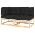 vidaXL 2-tlg. Garten-Lounge-Set mit Kissen Massivholz Kiefer