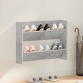 vidaXL Wand-Schuhschrank Betongrau 80x18x60 cm Spanplatte