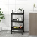 vidaXL Küchenwagen 3 Etagen Schwarz 42x35x85 cm Eisen und ABS