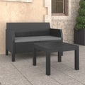 vidaXL 2-tlg. Garten-Lounge-Set mit Kissen PP Anthrazit
