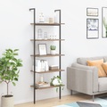 vidaXL Anlehnregal mit 5 Ablagen Dunkelbraun und Schwarz 64x35x185 cm