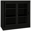 vidaXL, vidaXL Schrank mit Schiebetür Schwarz 90x40x90 cm Stahl
