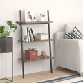 vidaXL Anlehnregal mit 3 Ablagen Dunkelbraun und Schwarz 64x34x116 cm