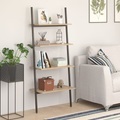 vidaXL Anlehnregal mit 4 Ablagen Hellbraun und Schwarz 64x34x150,5 cm