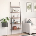 vidaXL Anlehnregal mit 5 Ablagen Dunkelbraun und Schwarz 64x34x185,5cm