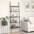 vidaXL Anlehnregal mit 5 Ablagen Schwarz 64x34x185,5 cm