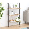 vidaXL Anlehnregal mit 3 Ablagen Hellbraun und Schwarz 64x35x120,5 cm