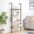 vidaXL Anlehnregal mit 4 Ablagen Hellbraun und Schwarz 64x35x152,5 cm