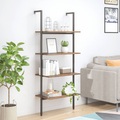 vidaXL Anlehnregal mit 4 Ablagen Dunkelbraun und Schwarz 64x35x152,5cm