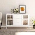 vidaXL Sideboard Weiß 105x35x70 cm Stahl und Hartglas