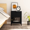 vidaXL, vidaXL Nachttisch Schwarz 40x30x54,5 cm Stahl und Glas