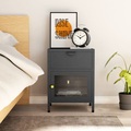 vidaXL, vidaXL Nachttisch Anthrazit 40x30x54,5 cm Stahl und Glas