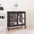 vidaXL Sideboard Schwarz 70x35x70 cm Stahl und Glas