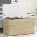 vidaXL, vidaXL Aufbewahrungstruhe Weiß und Sonoma-Eiche 84x42x46 cm Spanplatte