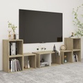 vidaXL 6-tlg. TV-Schrank-Set Weiß Sonoma-Eiche Spanplatte