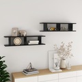 vidaXL Wandregale 2 Stk. Hochglanz-Schwarz 90x18x20 cm Spanplatte