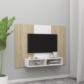 vidaXL TV-Wandschrank Weiß Sonoma-Eiche 135x23,5x90 cm Spanplatte
