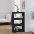 vidaXL Bücherregal/Raumteiler Schwarz 60x30x103,5 cm Massivholz Kiefer