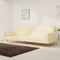 vidaXL Schlafsofa 2-Sitzer mit 2 Kissen Creme Samt