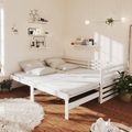vidaXL Tagesbett Ausziehbar Weiß Kiefer Massivholz 2x(90x200) cm