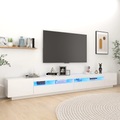 vidaXL TV-Schrank mit LED-Leuchten Hochglanz-Weiß 300x35x40 cm