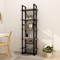 vidaXL Bücherregal 5 Fächer Grau 60x30x175 cm Massivholz Kiefer