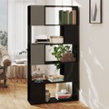 vidaXL Bücherregal Raumteiler Hochglanz-Schwarz 80x24x155cm Spanplatte