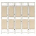 vidaXL 5-tlg. Raumteiler Creme 175x165 cm Stoff