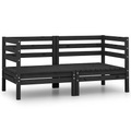 vidaXL Garten-Ecksofas 2 Stk. Schwarz Massivholz Kiefer