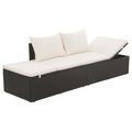 vidaXL, vidaXL Outdoor-Lounge-Bett mit Polster & Kissen Poly Rattan Schwarz