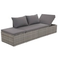 vidaXL, vidaXL Outdoor-Lounge-Bett mit Polster & Kissen Poly Rattan Grau