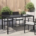 vidaXL Gartentisch 150x90x75 cm Gehärtetes Glas Poly Rattan Schwarz