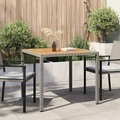 vidaXL Gartentisch 90x90x75 cm Poly Rattan und Akazienholz Grau
