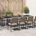 vidaXL Gartentisch Beige 250x100x75 cm Hartglas und Poly Rattan