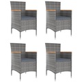 vidaXL Garten-Essstühle 4 Stk. Poly Rattan Grau