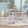 vidaXL, vidaXL 4-tlg. Kindertisch und Stuhl-Set Weiß und Grau MDF
