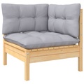 vidaXL Garten-Ecksofa mit Grauen Kissen Massivholz Kiefer