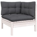 vidaXL Garten-Ecksofa mit Kissen Weiß Massivholz Kiefer