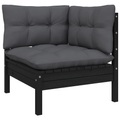 vidaXL Garten-Ecksofa mit Kissen Schwarz Massivholz Kiefer