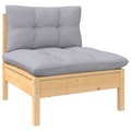 vidaXL Garten-Mittelsofa mit Grauen Kissen Massivholz Kiefer