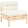 vidaXL Garten-Mittelsofa mit Kissen Creme Massivholz Kiefer