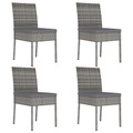 vidaXL Garten-Essstühle 4 Stk. Poly Rattan Grau